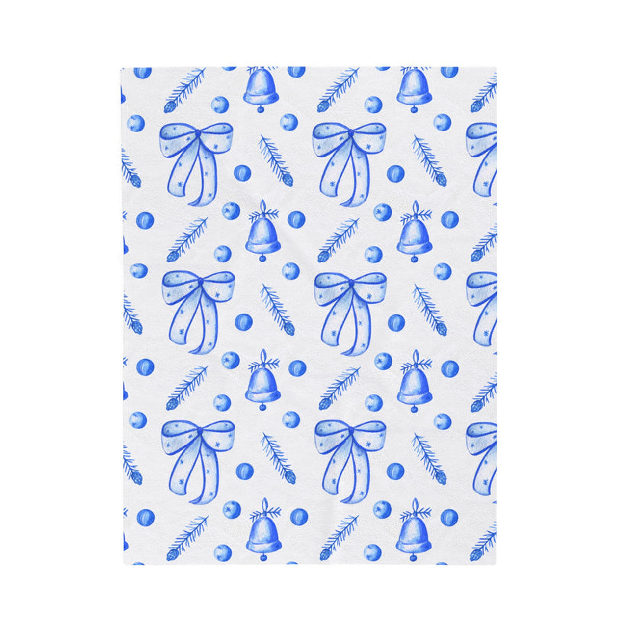 FUNSTUFFPRINT Blue Christmas Velveteen Plush Blanket