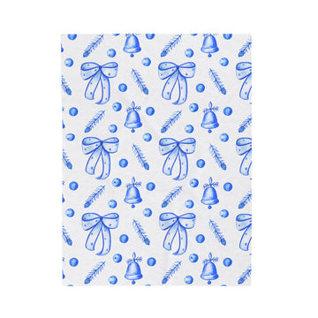FUNSTUFFPRINT Blue Christmas Velveteen Plush Blanket