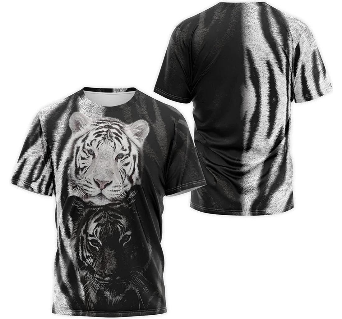 FUNSTUFFPRINT Personalized T-Shirt, Hoodie - White Tiger Couple 3D T-shirt