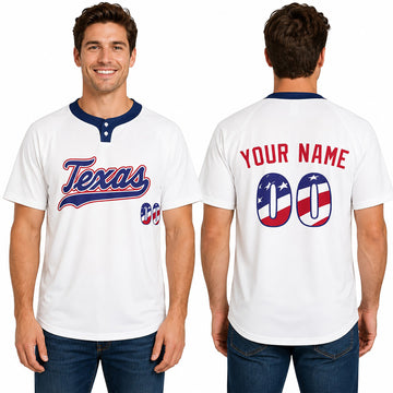 Custom Texas Two-Button Baseball Jersey – USA 250th Fourth of July Stadium Style, Personalized Name & Number for Men, Women & Youth