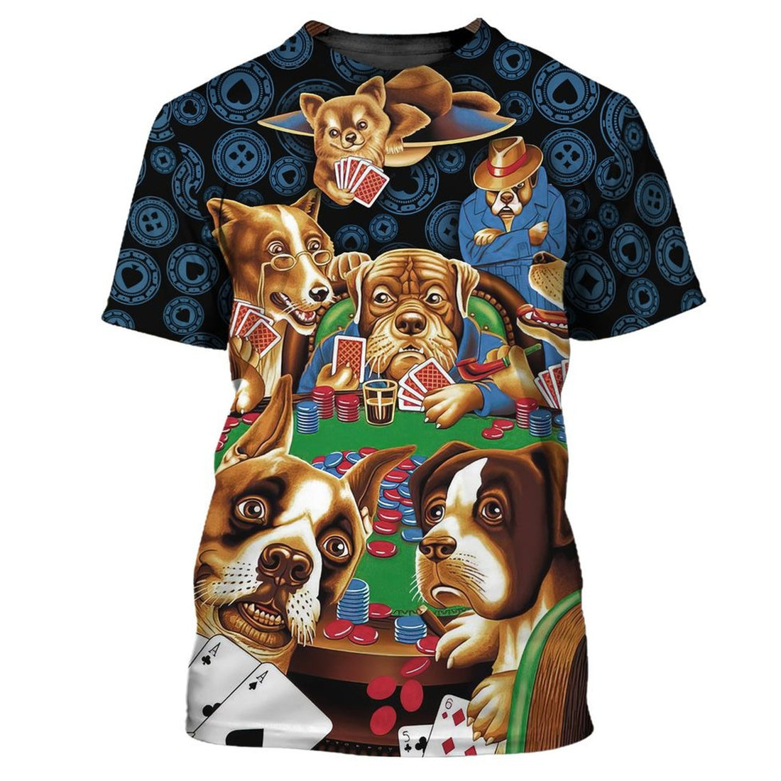 FUNSTUFFPRINT Poker Dogs 3D T-Shirt, Funny Dog All Over Printed Shirt, Poker Shirt 3D T-shirt