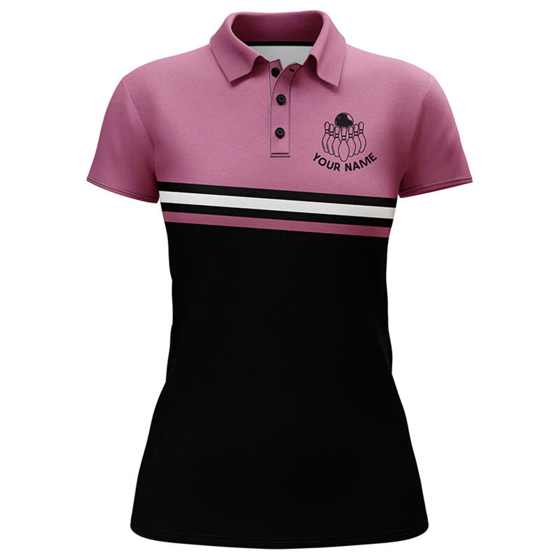 Custom Personalized Women Bowling Polo Shirt, Funny Assy Bowling Girl Pink Bowlers Jersey