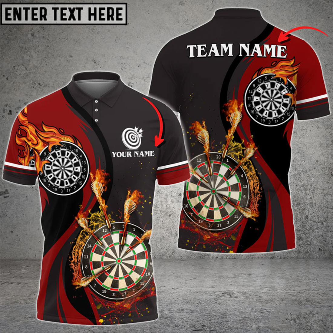 Custom Dart Fire Personalized Name, Multicolor Dart Team Name 3D Polo Shirt