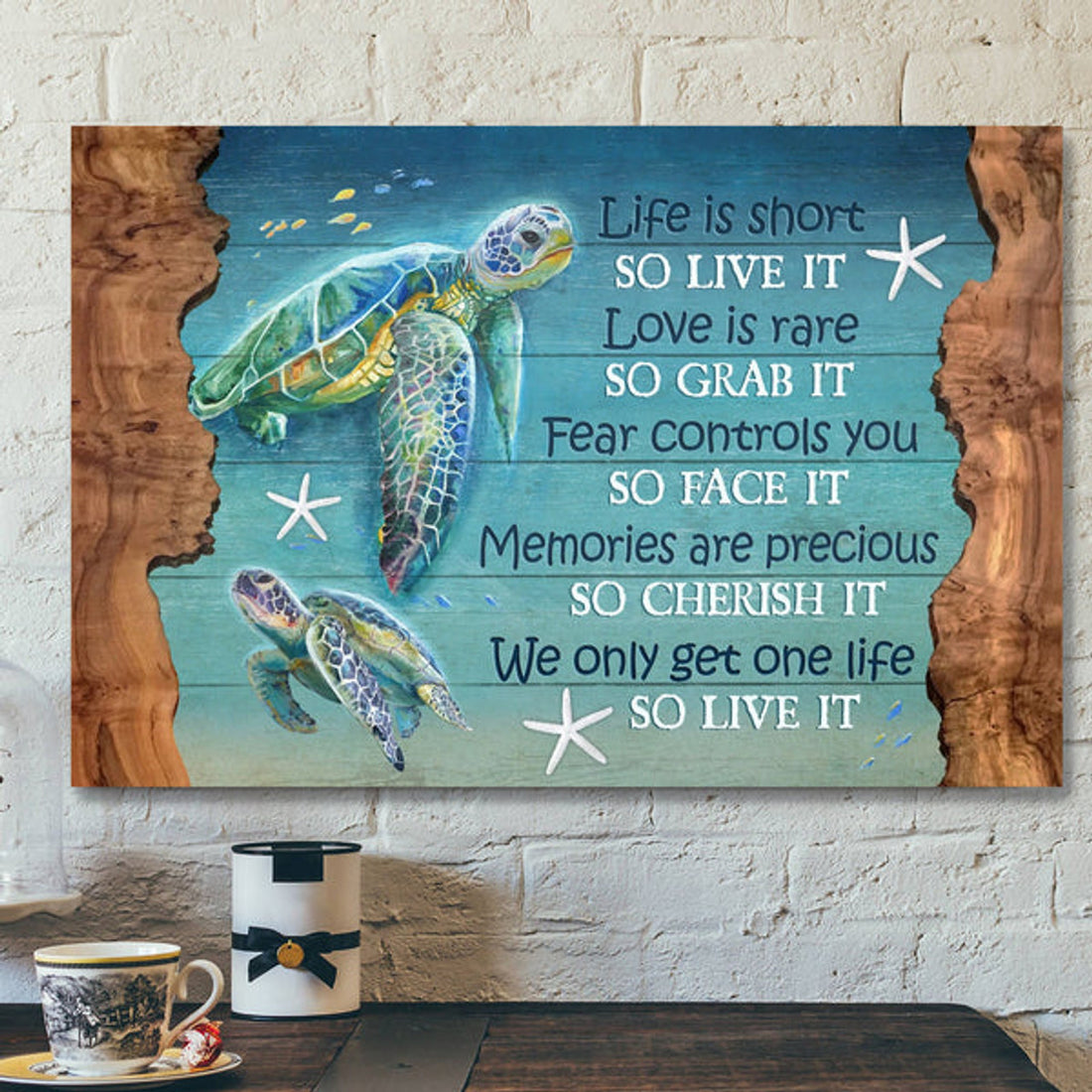 God Jesus Landscape Canvas Prints - God Wall Art - Turtle Under The Ocean - We Only Get One Life So Live It