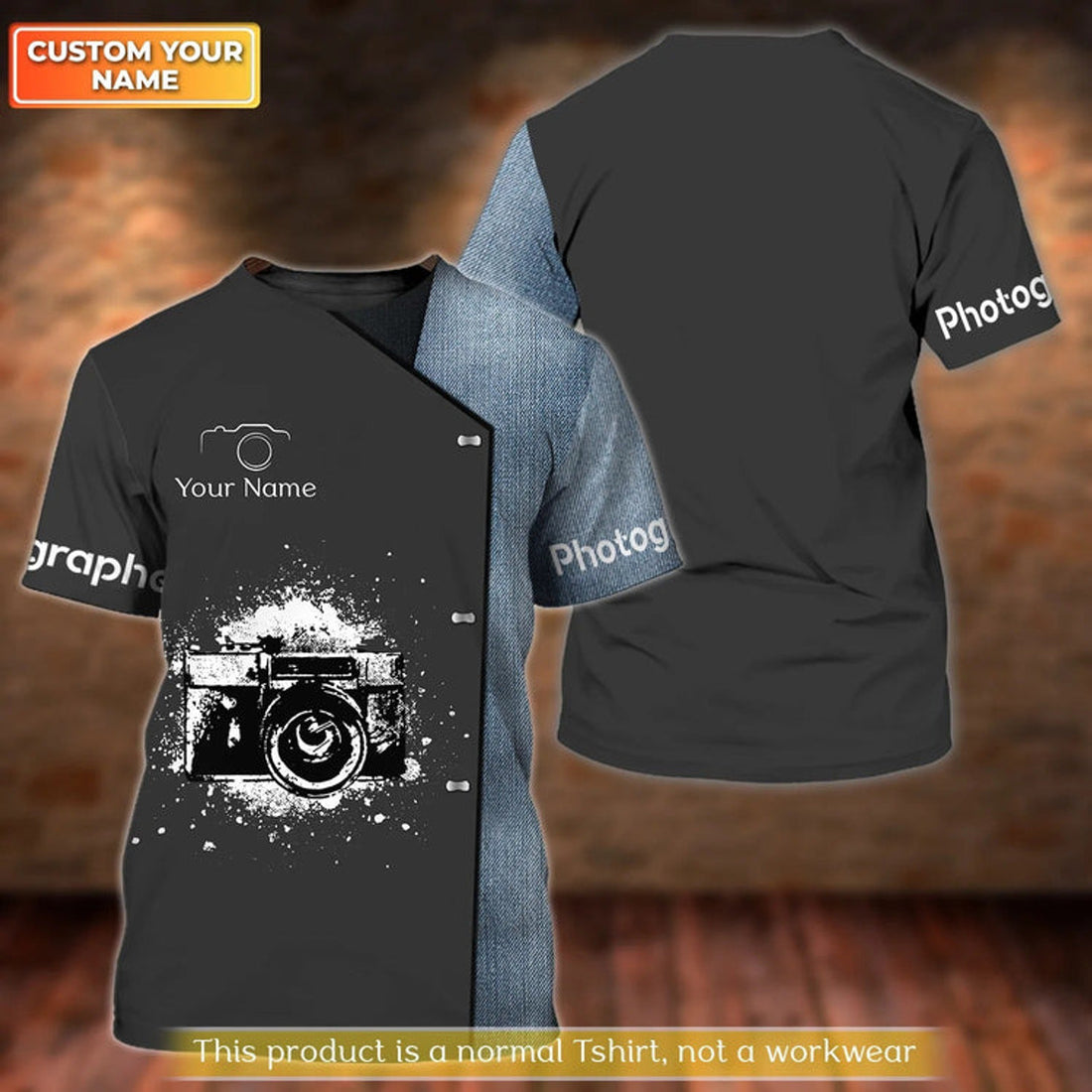 FUNSTUFFPRINT Photographer Shirt Personalized Name 3D T-Shirt Gift For Photographer 3D T-shirt