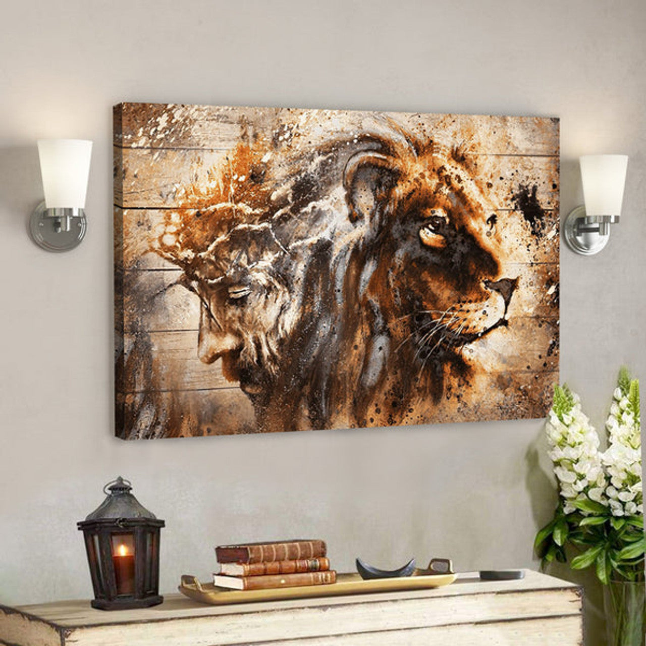 God Jesus Horizontal Canvas Prints - God Wall Art - Jesus - Lion 