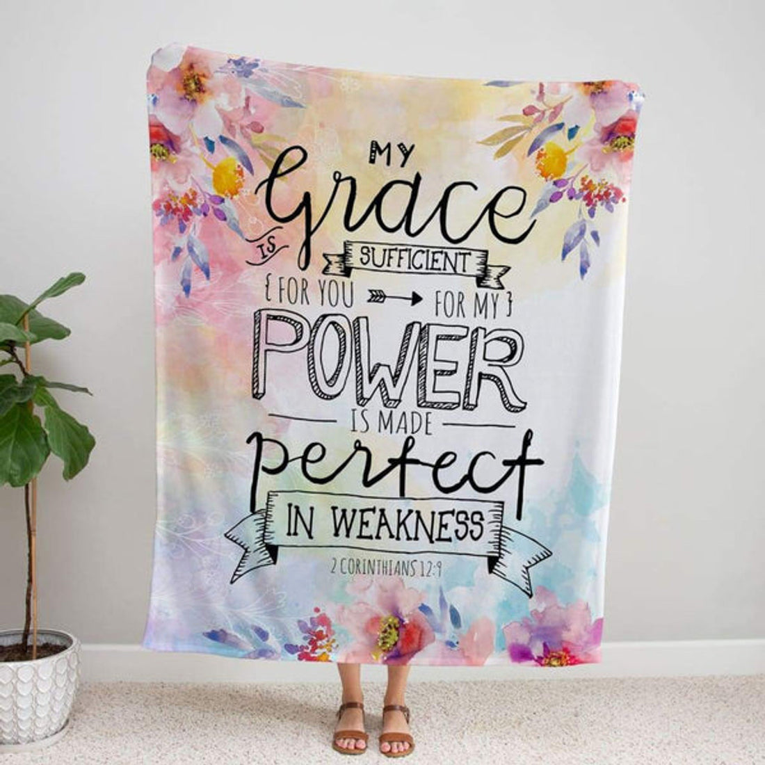 FUNSTUFFPRINT 2 Corinthians 129 My Grace Is Sufficient For You Fleece Blanket - Christian Blanket - Bible Verse Blanket