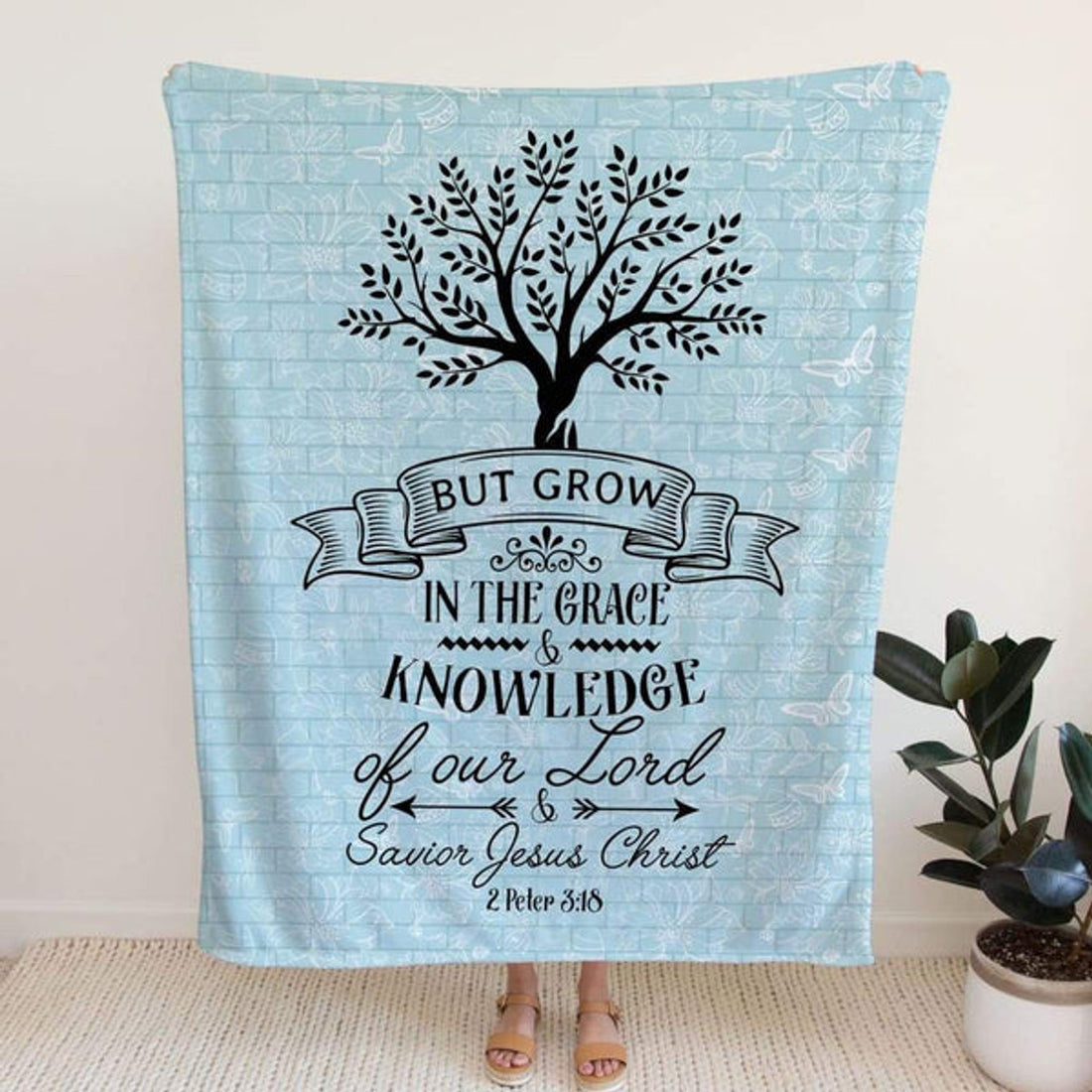 FUNSTUFFPRINT 2 Peter 318 But Grow In The Grace And Knowledge Of Our Lord Fleece Blanket - Christian Blanket - Bible Verse Blanket