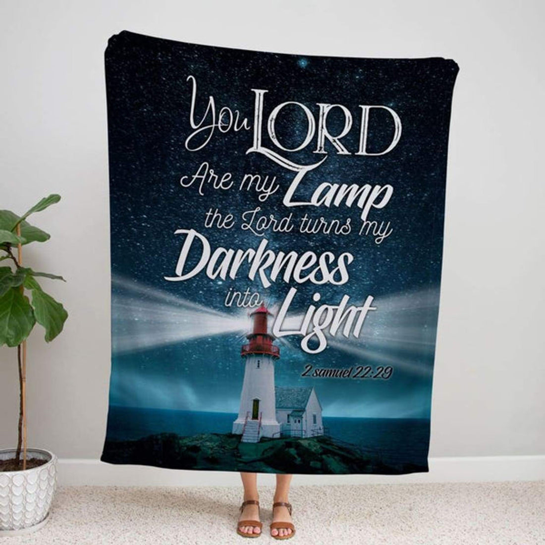 FUNSTUFFPRINT 2 Samuel 2229 You Lord Are My Lamp Fleece Blanket - Christian Blanket - Bible Verse Blanket