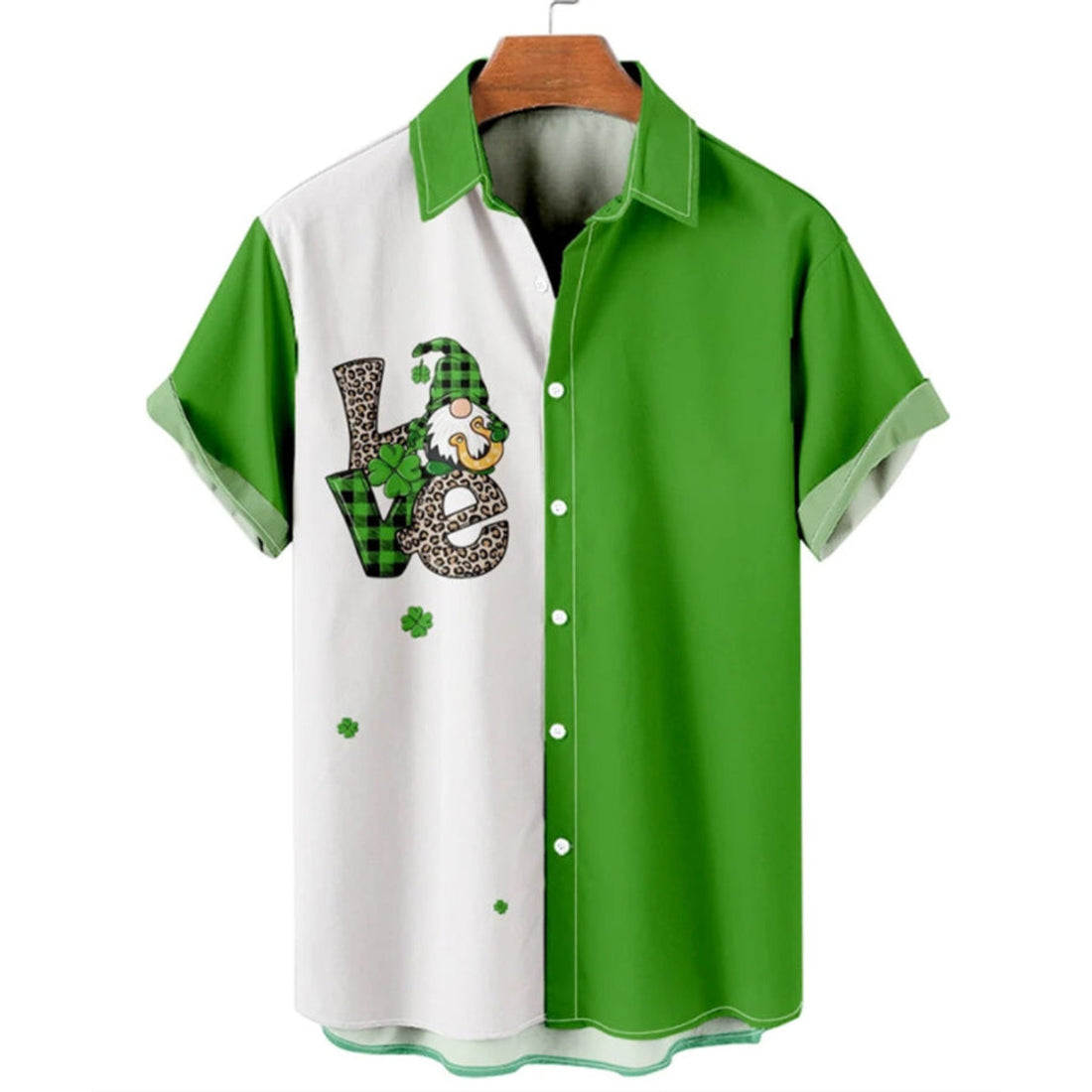 Love Patrick Day Gnomes Hawaiian Shirt, St. Patrick's Day Shirt, Shamrock Lucky Lip Hawaiian Shirt