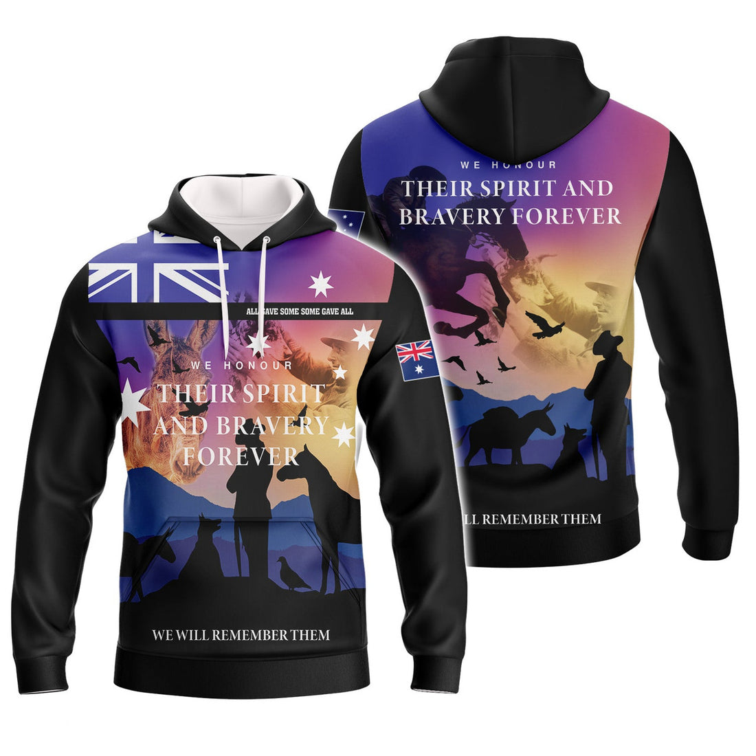FUNSTUFFPRINT Anzac We Honour Their Spirit 3D Hoodie and Zip Hoodie
