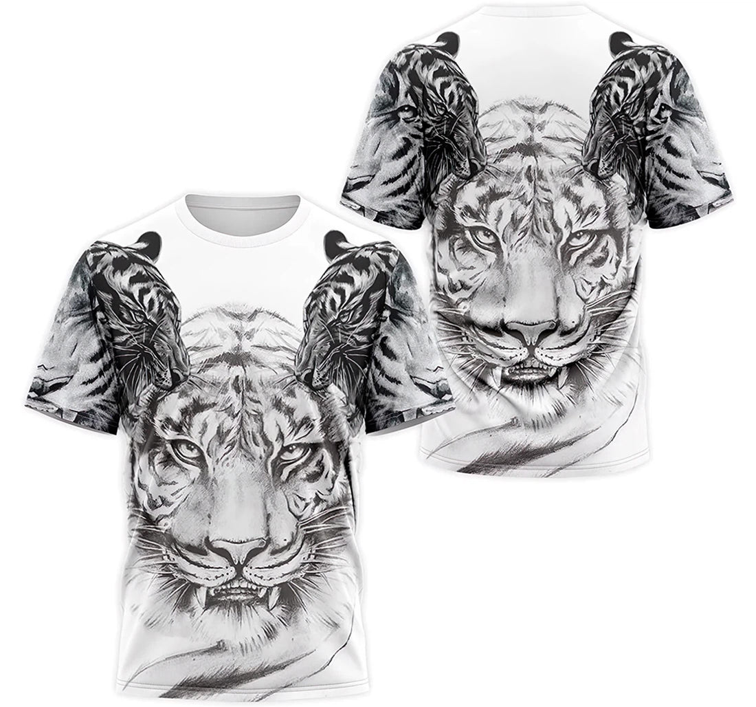 FUNSTUFFPRINT Personalized T-Shirt, Hoodie - Rose Flower Tiger Face 3D T-shirt