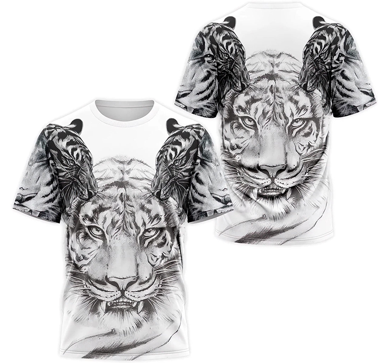 FUNSTUFFPRINT Personalized T-Shirt, Hoodie - Rose Flower Tiger Face 3D T-shirt