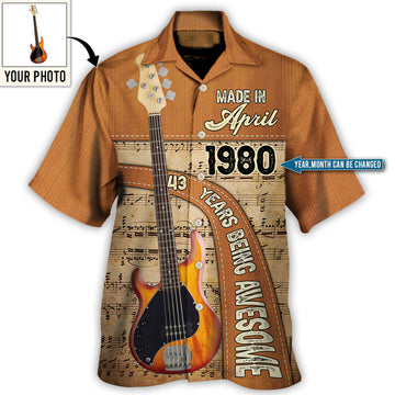 Custom Guitar Lover Years Of Being Awesome Custom Photo Personalized - Hawaiian Shirt - Personalized Photo Gifts, Custom Photo Gifts, Personalized Gifts Ideas