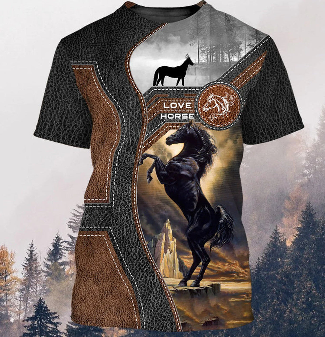 3D All Over Print Black Horse Hoodie And Tee Shirt For Men And Woman, For Horse Lovers