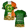 FUNSTUFFPRINT Shamrock Gold Coin Drink Beer 3D Shirt, St Patrick's Day Shirt, Irish Shirt, Lucky Shirt, Drinking Shirts, Let's Day Drink 3D T-shirt