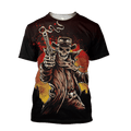 FUNSTUFFPRINT Cowboy Skeleton 3D T-Shirt Halloween Cowboy Gifts 3D T-shirt