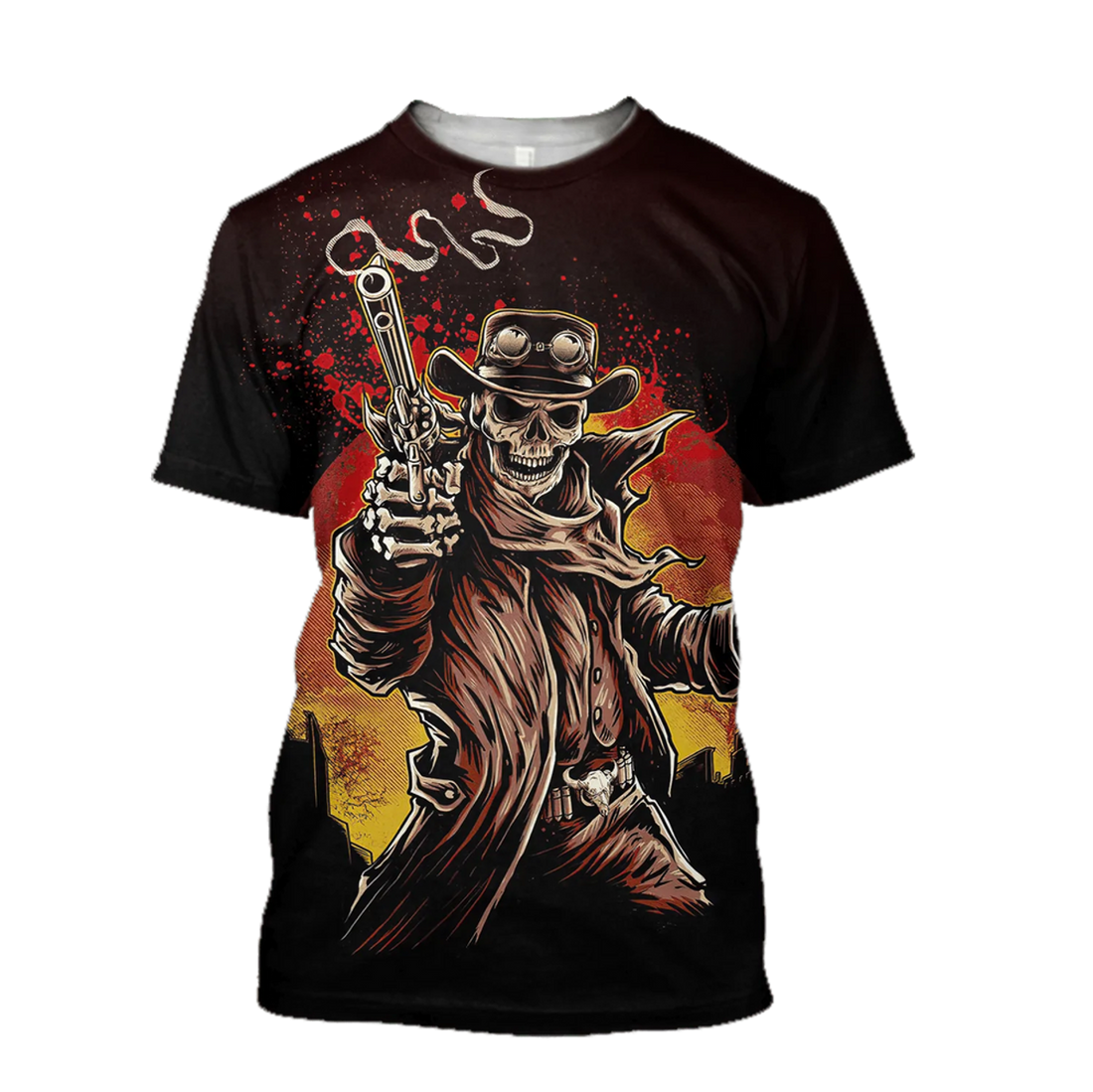 Cowboy Skeleton 3D T-Shirt Halloween Cowboy Gifts