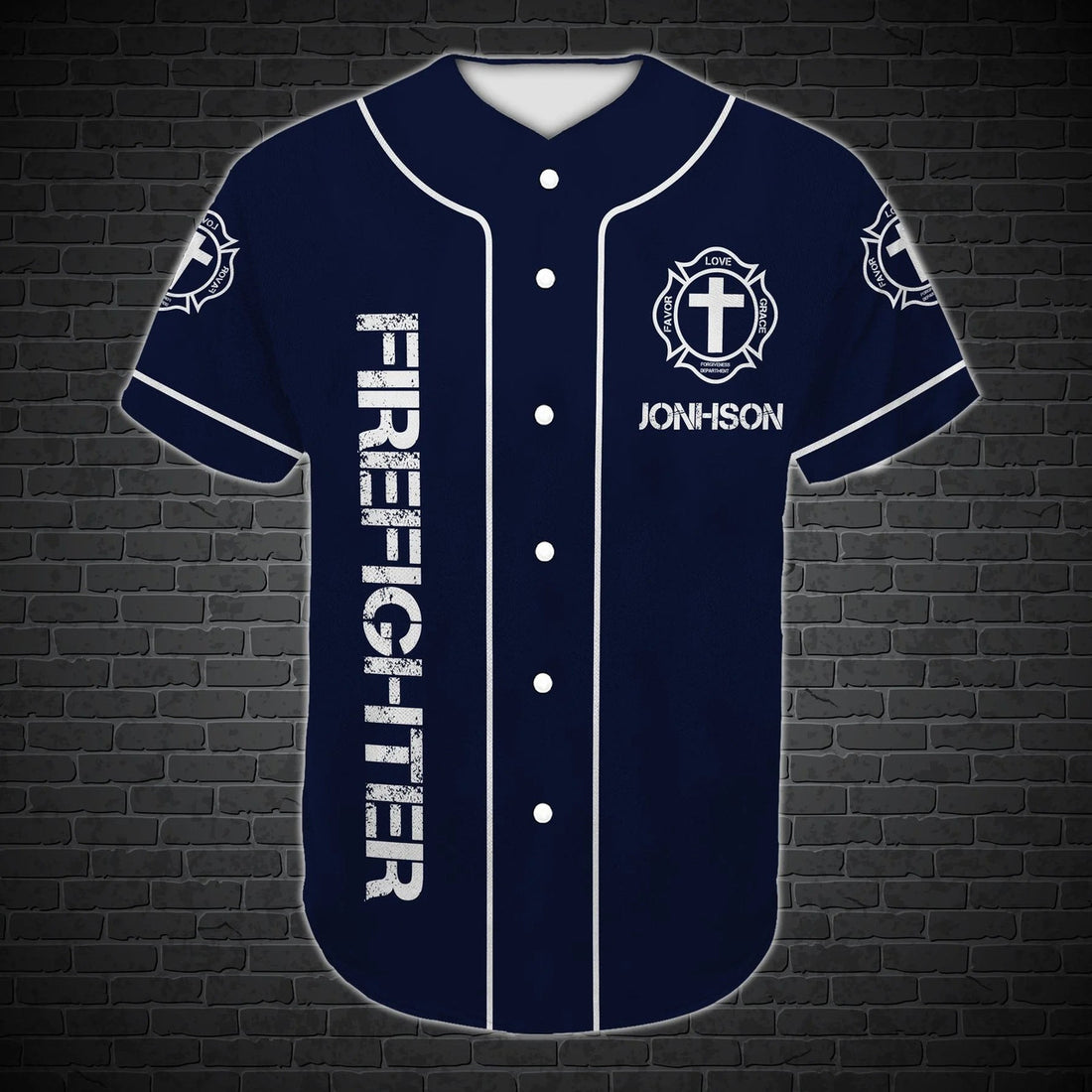 Personalized Jesus Baseball Jersey - Cross Baseball Jersey - Gift For Christians, Firefighter - Jesus Original Firefighter Custom Baseball Jersey