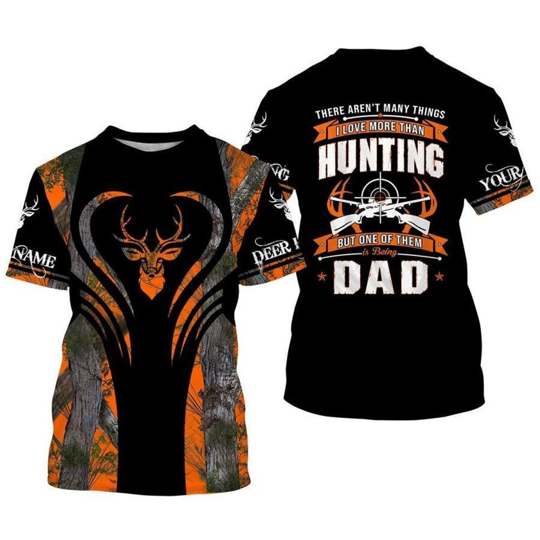 FUNSTUFFPRINT Custom Name 3D All Over PrinT-Shirts Hunting Dad, Father Day Gift From Son Daughter 3D T-shirt