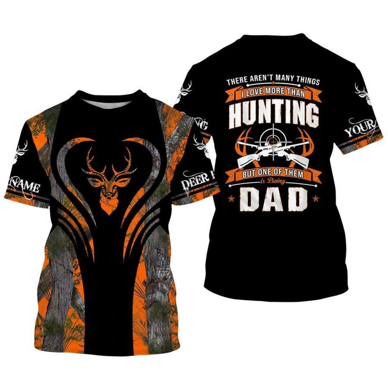 FUNSTUFFPRINT Custom Name 3D All Over PrinT-Shirts Hunting Dad, Father Day Gift From Son Daughter 3D T-shirt