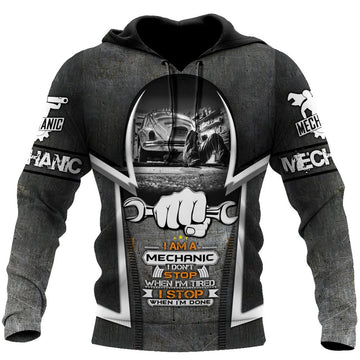FUNSTUFFPRINT Mechanic 3D Hoodie I Am A Mechanic I Dont Stop When I Tired 3D Hoodie and Zip Hoodie