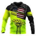 FUNSTUFFPRINT Personalized Mechanic 3D Hoodie American Flag Green And Black 3D Hoodie and Zip Hoodie
