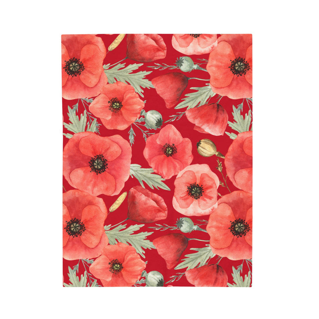 FUNSTUFFPRINT Poppies Velveteen Plush Blanket