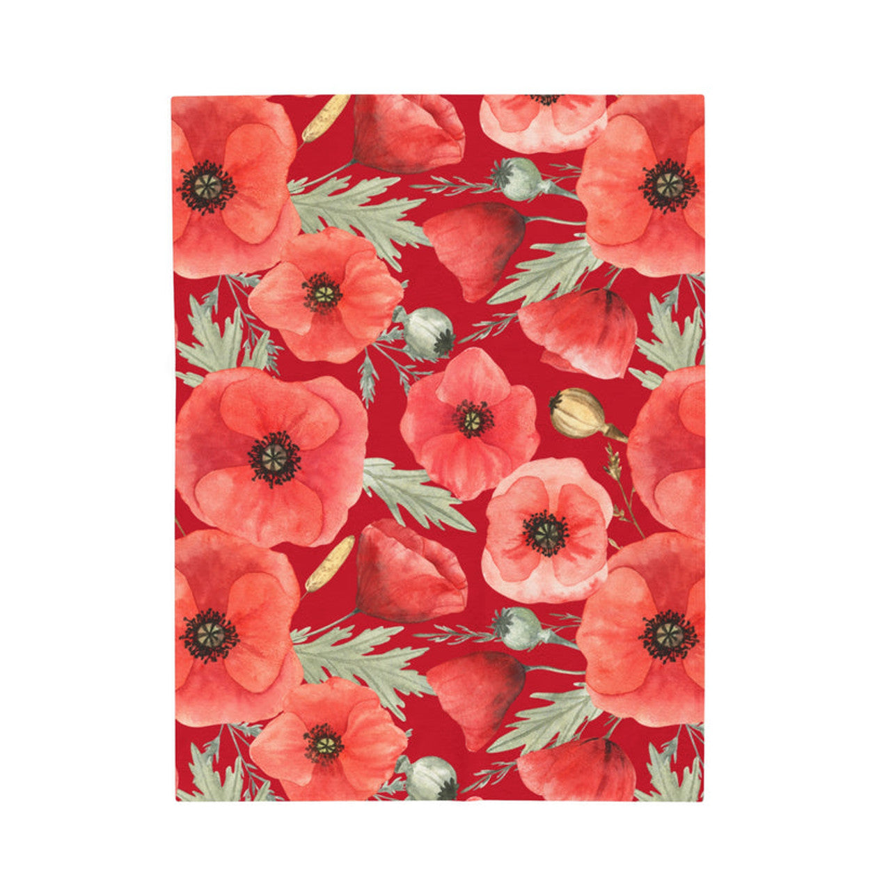 FUNSTUFFPRINT Poppies Velveteen Plush Blanket