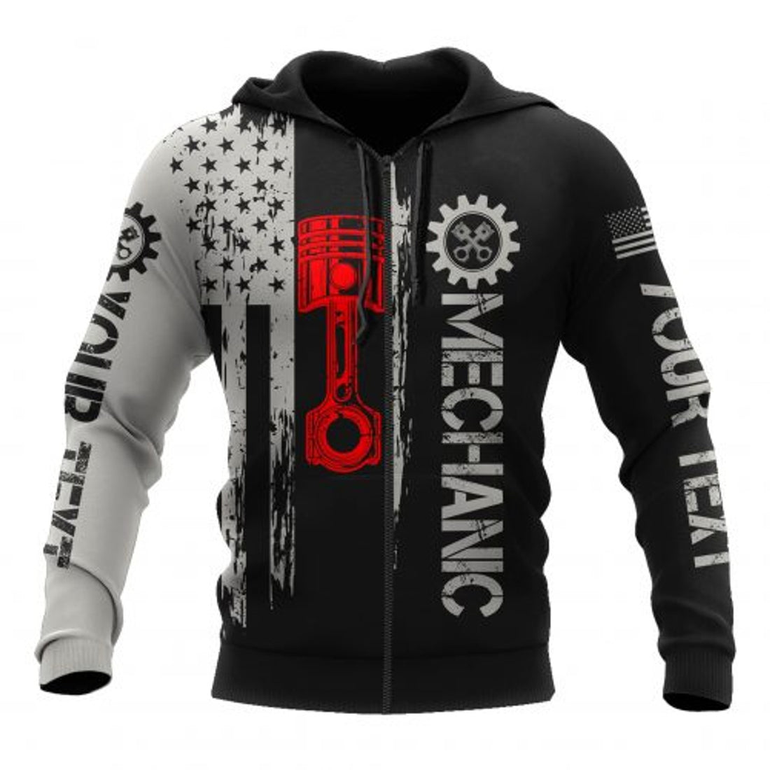 FUNSTUFFPRINT Personalized Mechanic 3D Hoodie For Men Black 3D Hoodie and Zip Hoodie