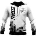 FUNSTUFFPRINT Trucker 3D Hoodie For Men And Women White 3D Hoodie and Zip Hoodie