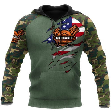 FUNSTUFFPRINT Mechanic Camo 3D Hoodie American Flag 3D Hoodie and Zip Hoodie