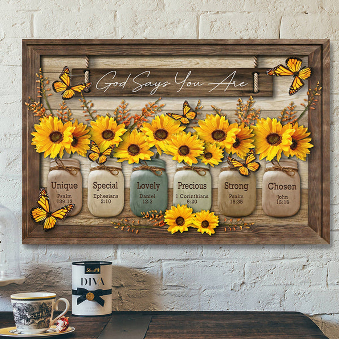 God Say You Are Sunflower Canvas Poster - Christian Wall Decor - Scripture Wall Art