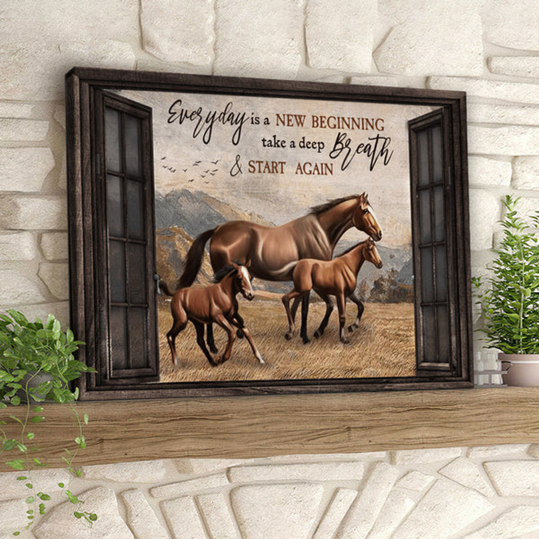 Horse - Everyday Is A New Beginning Take A Deep Breath - Christian Canvas Prints - Faith Canvas - Bible Verse Canvas 