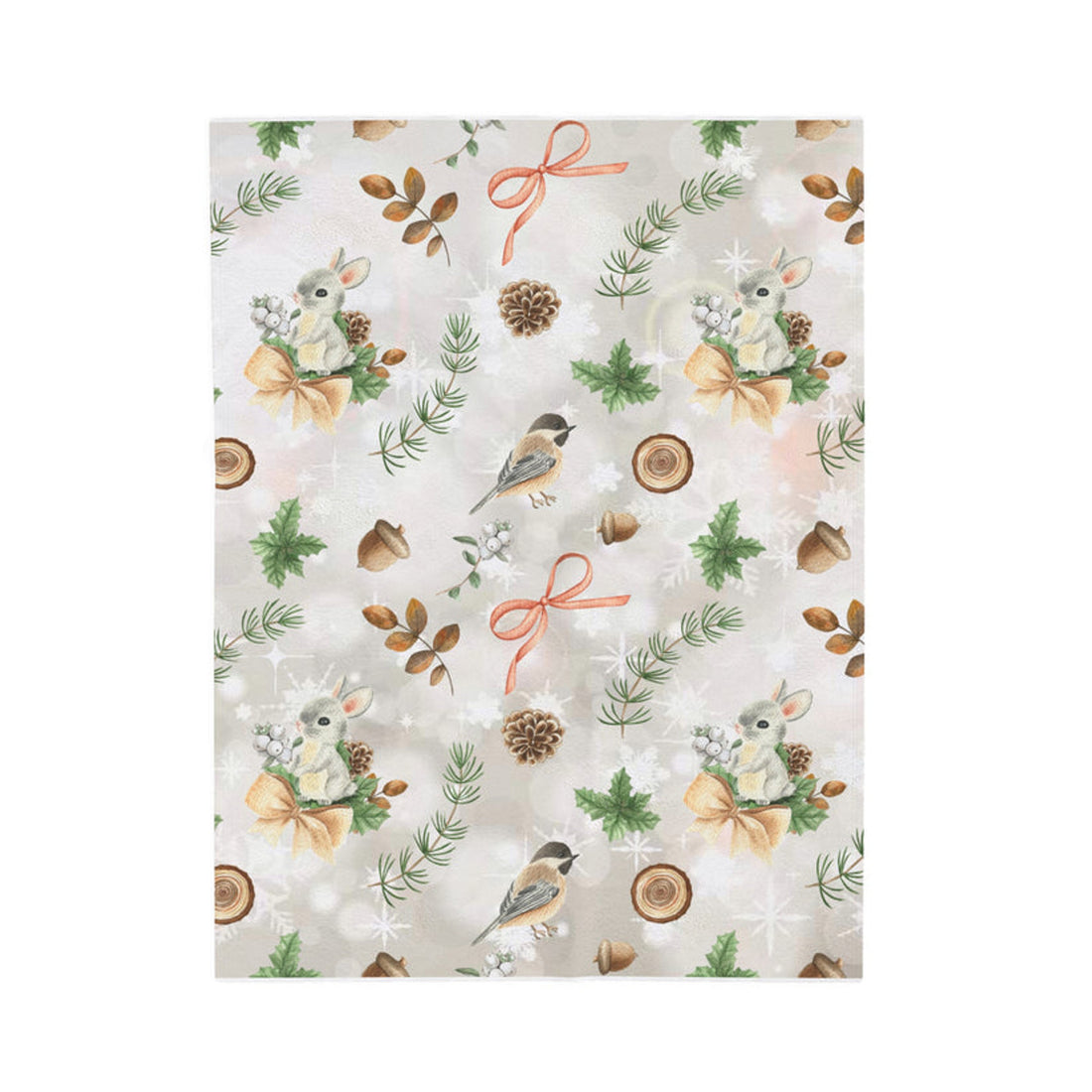 FUNSTUFFPRINT Winter Bunny Velveteen Plush Blanket