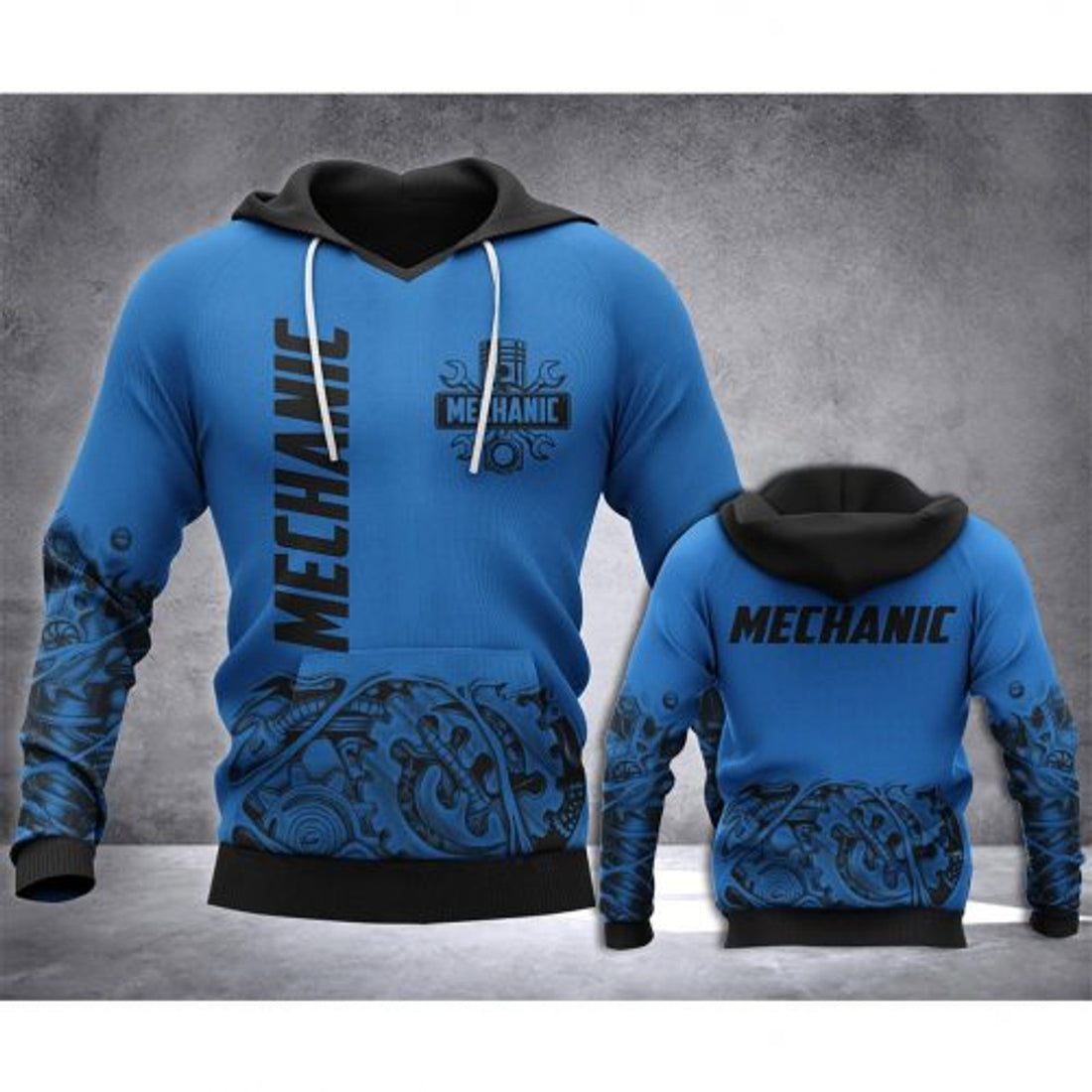 FUNSTUFFPRINT Mechanic 3D Hoodie Blue 3D Hoodie 3D Hoodie and Zip Hoodie
