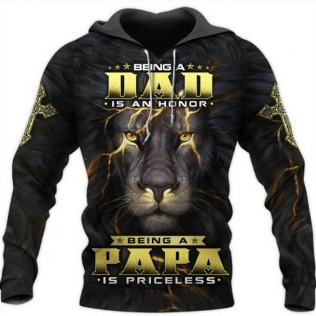 FUNSTUFFPRINT Grandpa 3D Hoodie Being A Dad Is An Honor Being A Papa Is Priceless Lion 3D Hoodie and Zip Hoodie
