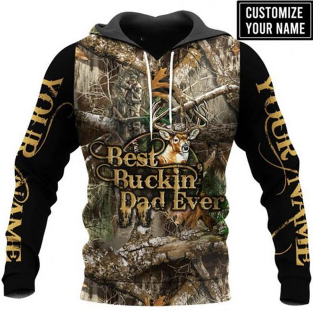 FUNSTUFFPRINTPersonalized Dad 3D Hoodie Best Buckin Dad Ever 3D Hoodie and Zip Hoodie