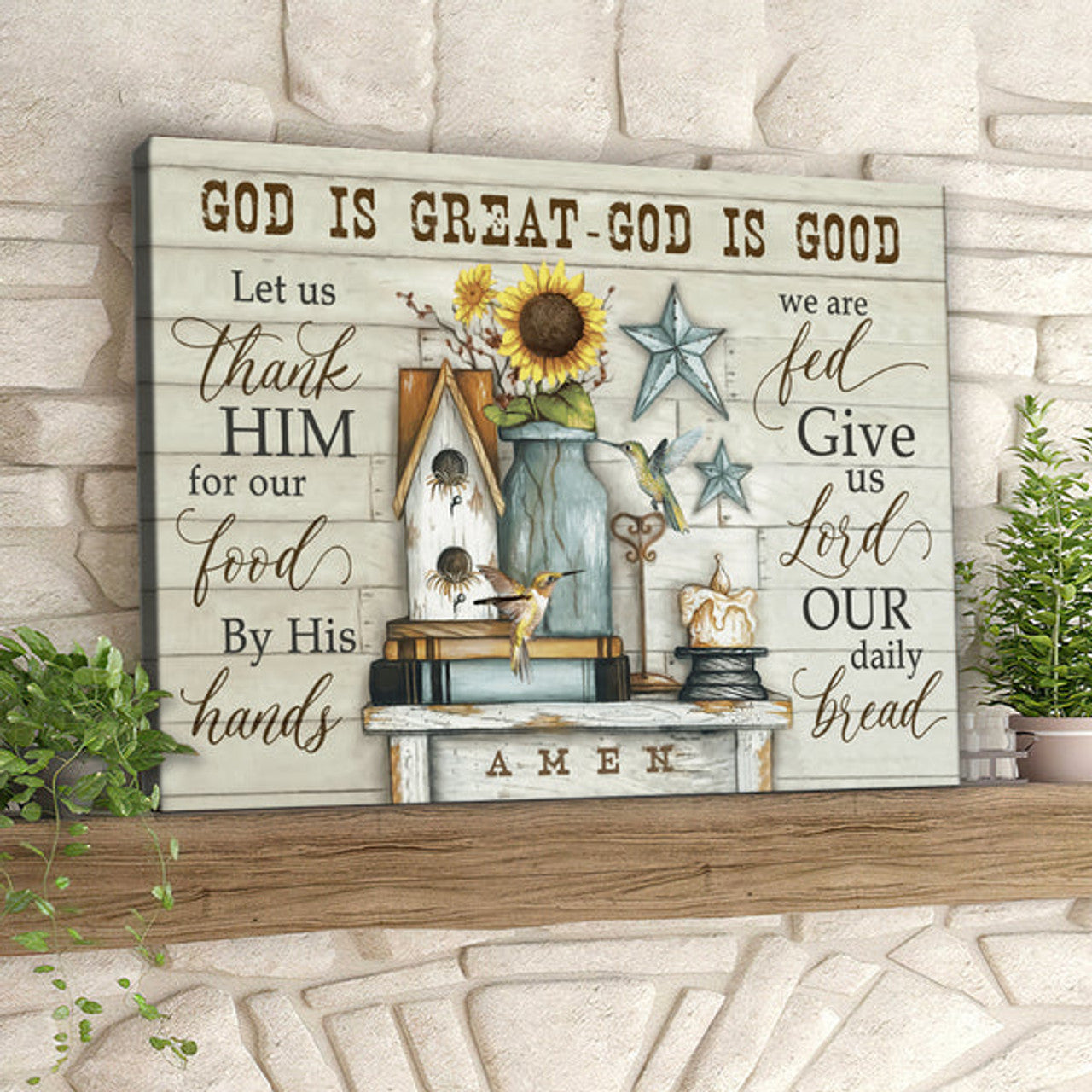 God Is Great God Is Good - Hummingbirds And Sunflowers - Christian Canvas Prints - Faith Canvas - Bible Verse Canvas 