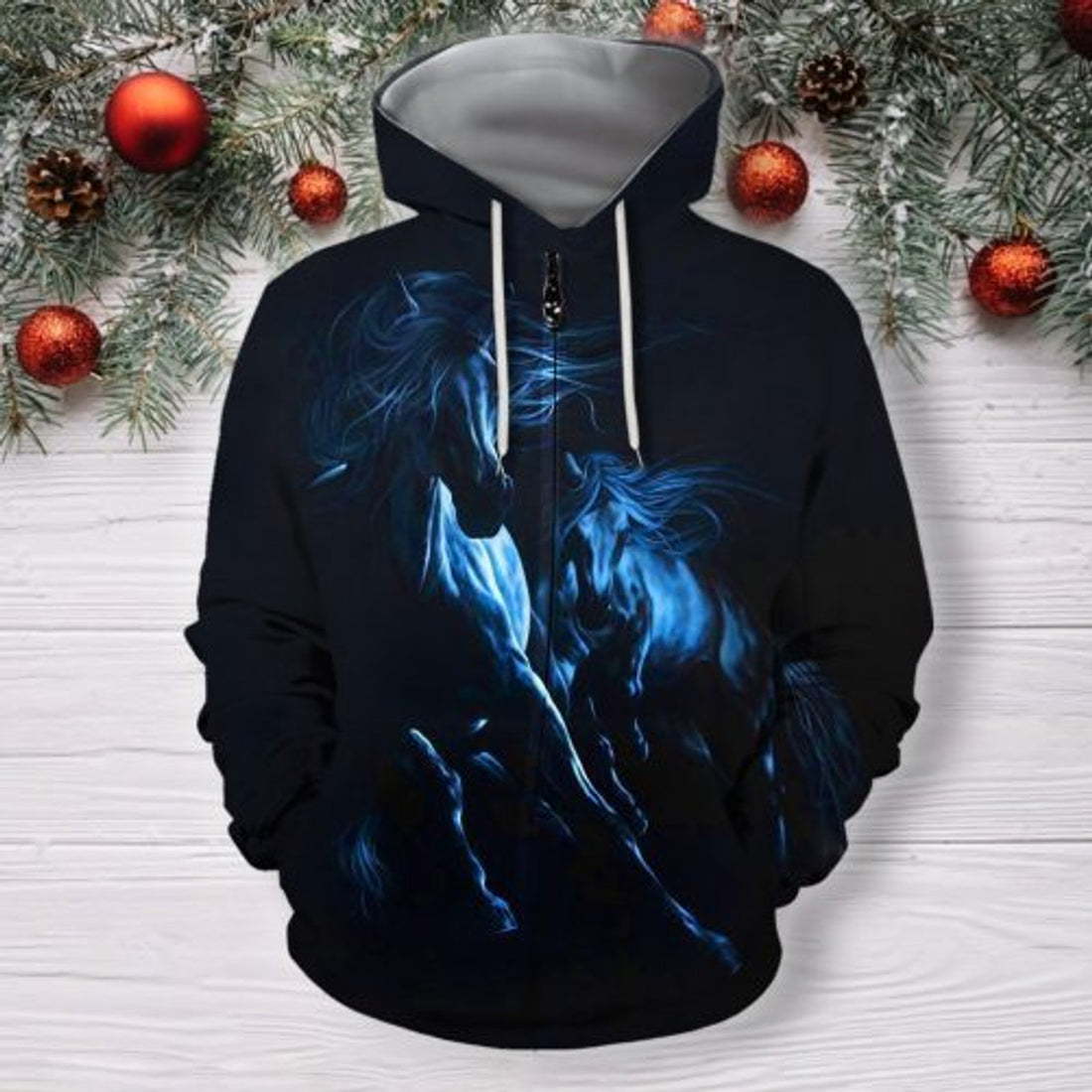 FUNSTUFFPRINT Horse 3D Hoodie For Men And Women Black 3D Hoodie and Zip Hoodie