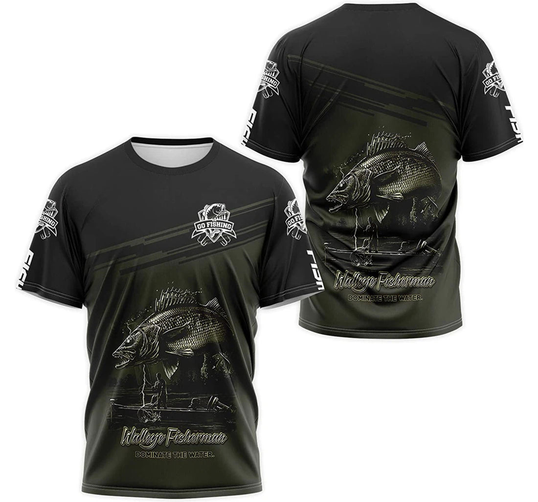 FUNSTUFFPRINT Personalized T-Shirt, Hoodie - Go Fishing Reaper Walleye Fisherman Dominate The Water 3D T-shirt