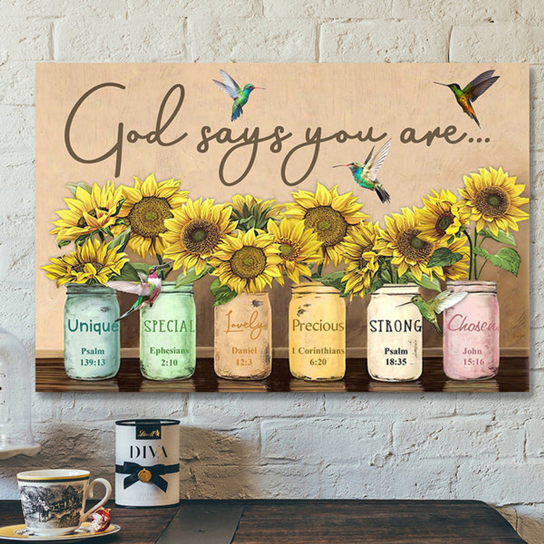 Christian Canvas Wall Art - Bible Verse Canvas - Jesus Canvas Art - God Says You Are Flower Bird Canvas Poster