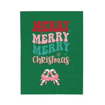 FUNSTUFFPRINT Merry Merry Velveteen Plush Blanket