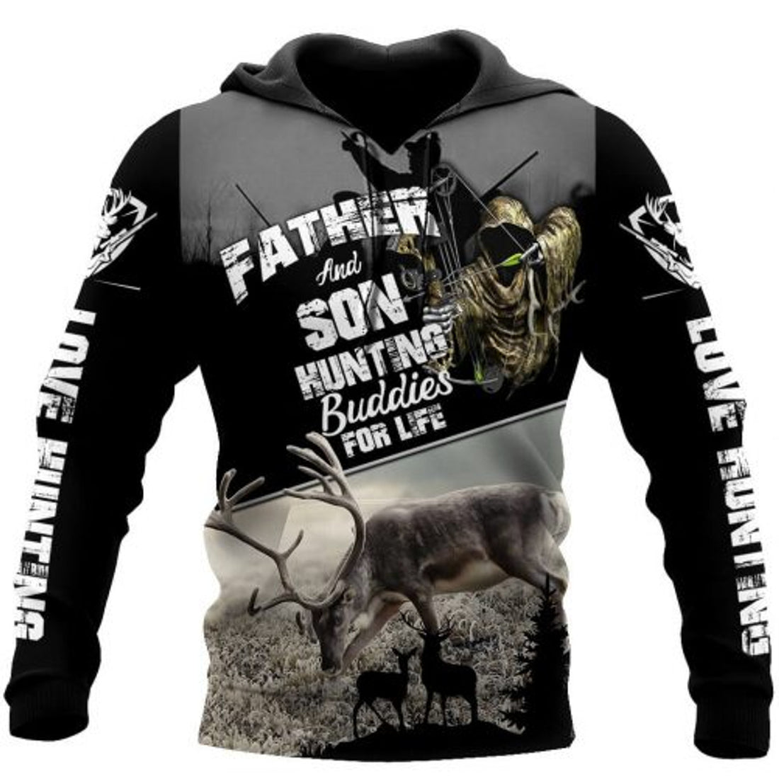 FUNSTUFFPRINT Dad 3D Hoodie For Men Father And Son Hunting Buddies For Life 3D Hoodie and Zip Hoodie