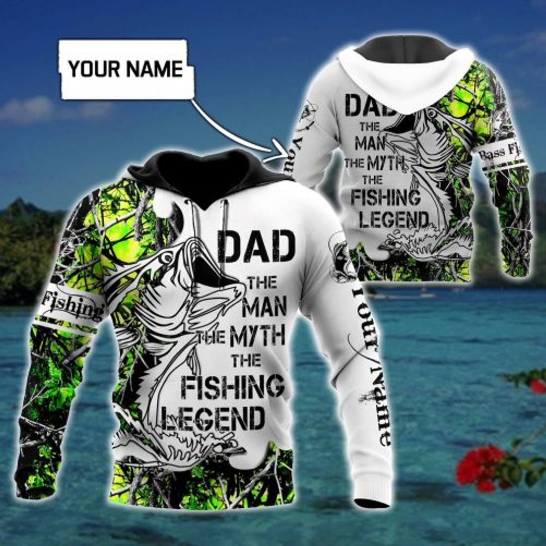 FUNSTUFFPRINT Personalized Dad 3D Hoodie Dad The Man Myth Fishing Legend 3D Hoodie and Zip Hoodie