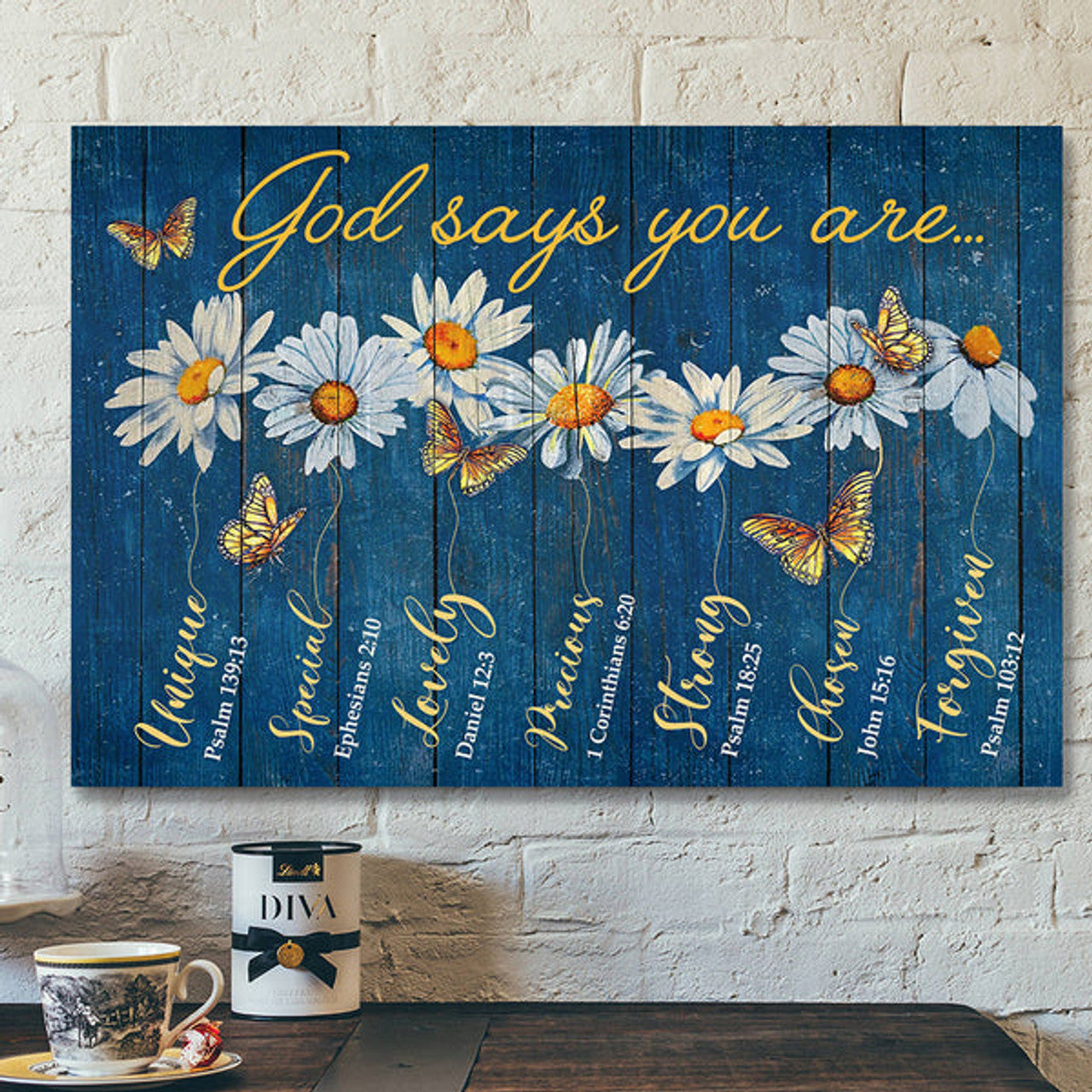 Bible Verse Canvas - Jesus Canvas Art - Scripture Wall Decor - God Says You Are Flower Canvas Poster
