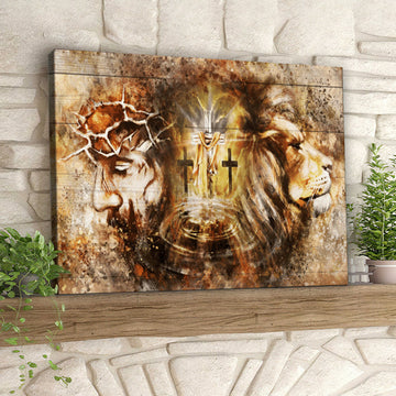 Lion And Jesus - Lion Wall Art - Jesus Wall Art - Christ Pictures - Christian Canvas Prints - Faith Canvas - Gift For Christian 