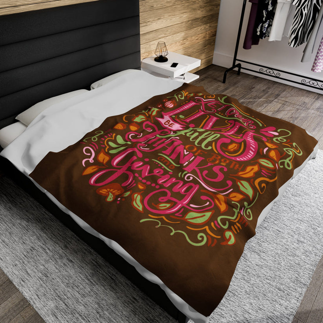 FUNSTUFFPRINT Thanks & Giving Velveteen Plush Blanket