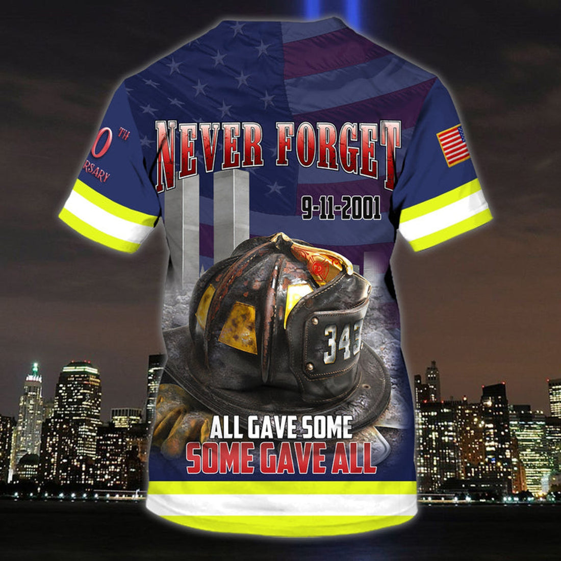 FUNSTUFFPRINT Personalized Name 3D T-Shirt 9 11Never Forget Firefighter 3D Shirt, All Gave Some Some Gave All 3D T-shirt
