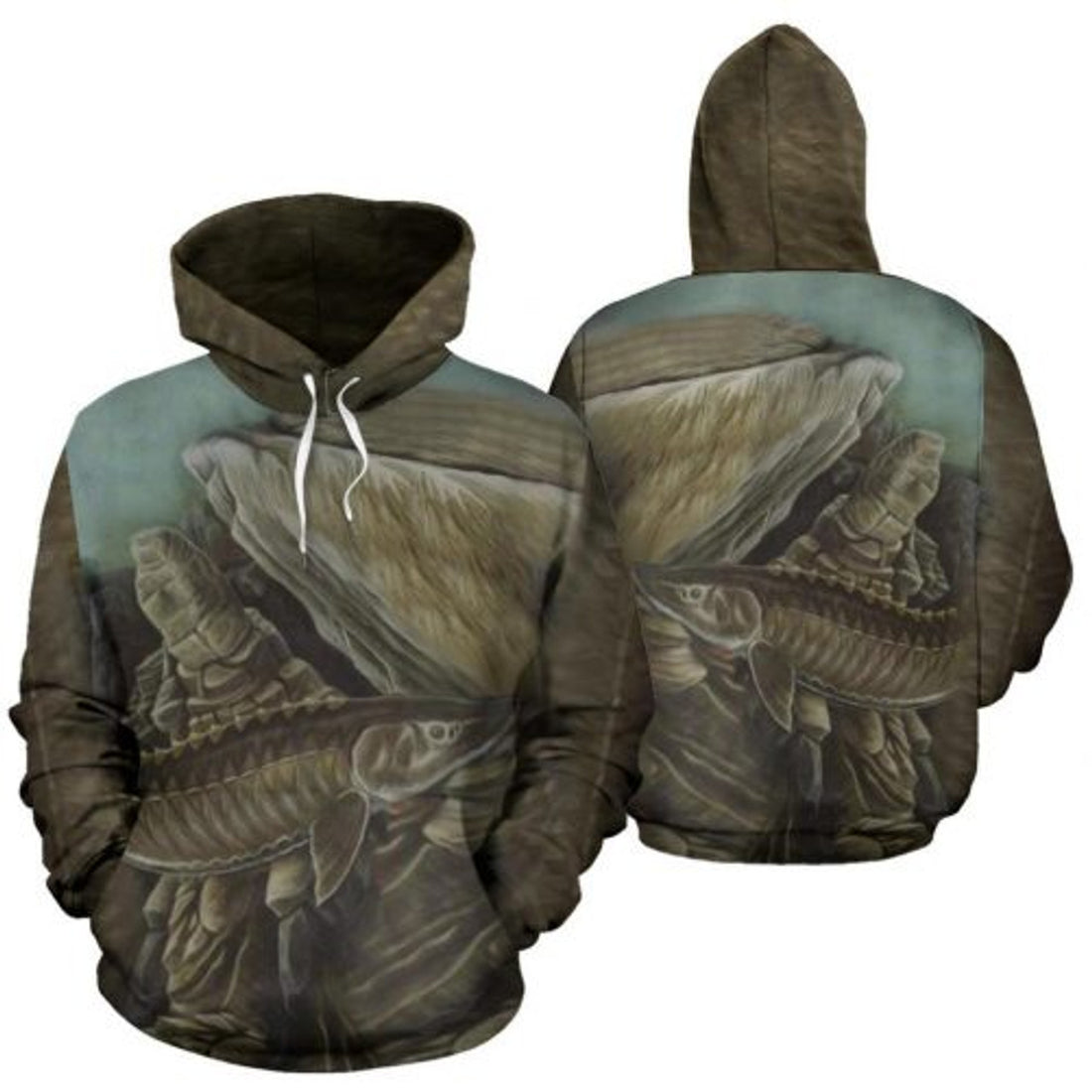 FUNSTUFFPRINT Fishing Hoodie Sturgeon Full 3D Hoodie and Zip Hoodie